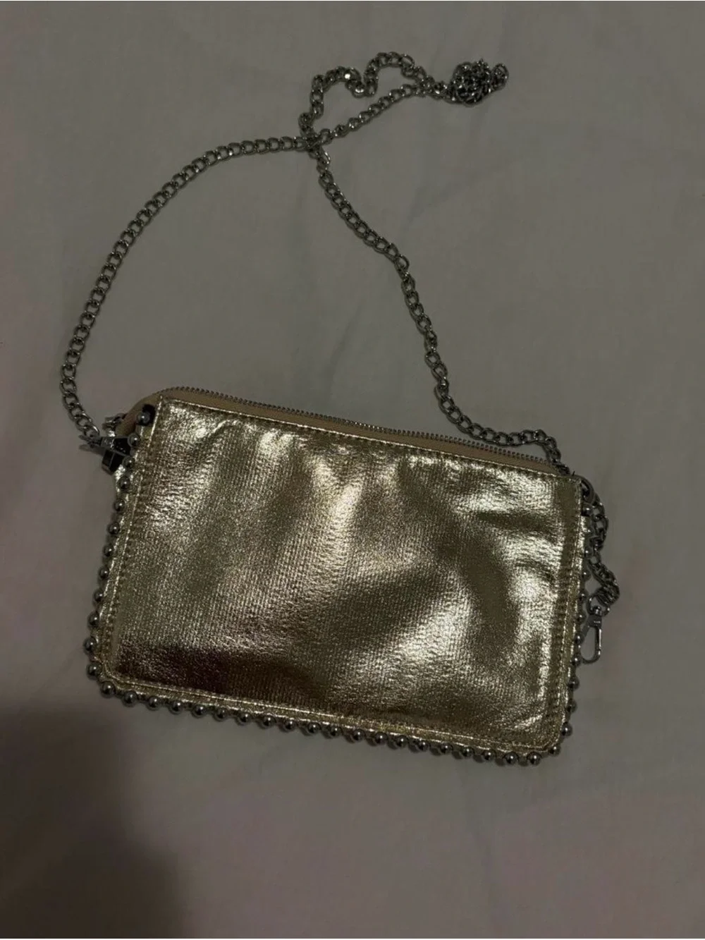 Metallic Gold Chain Crossbody Bag